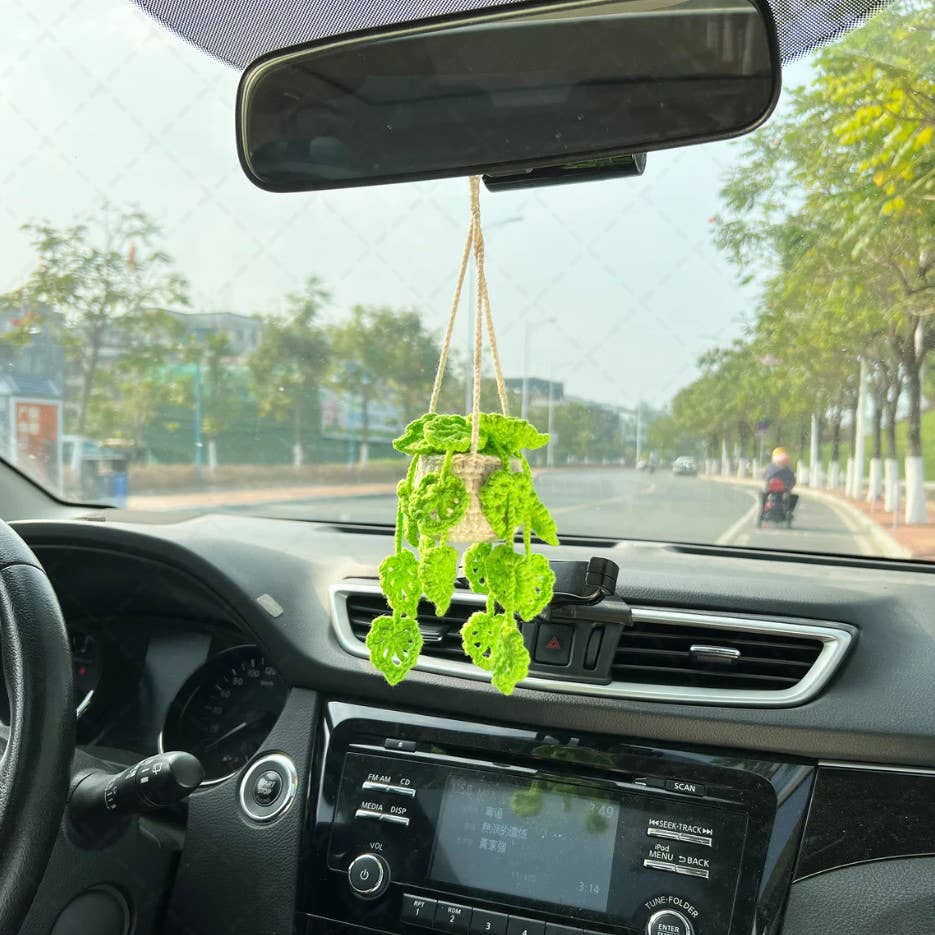 Crochet Monstera Plant, Car Plant Hanging, Plant Lover Decor