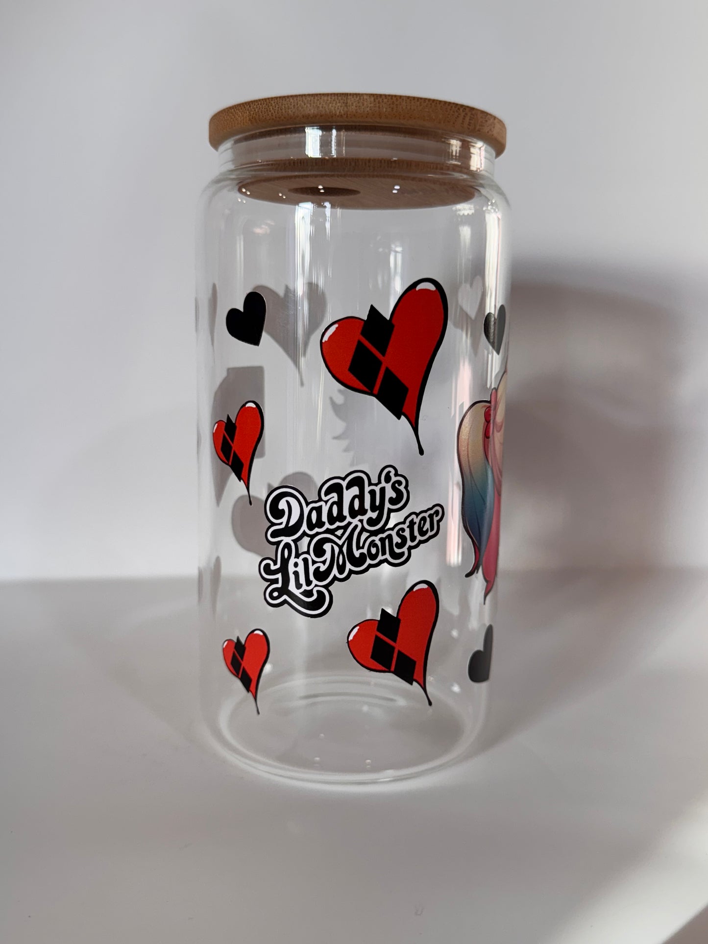 Joker and harley quinn glass cup