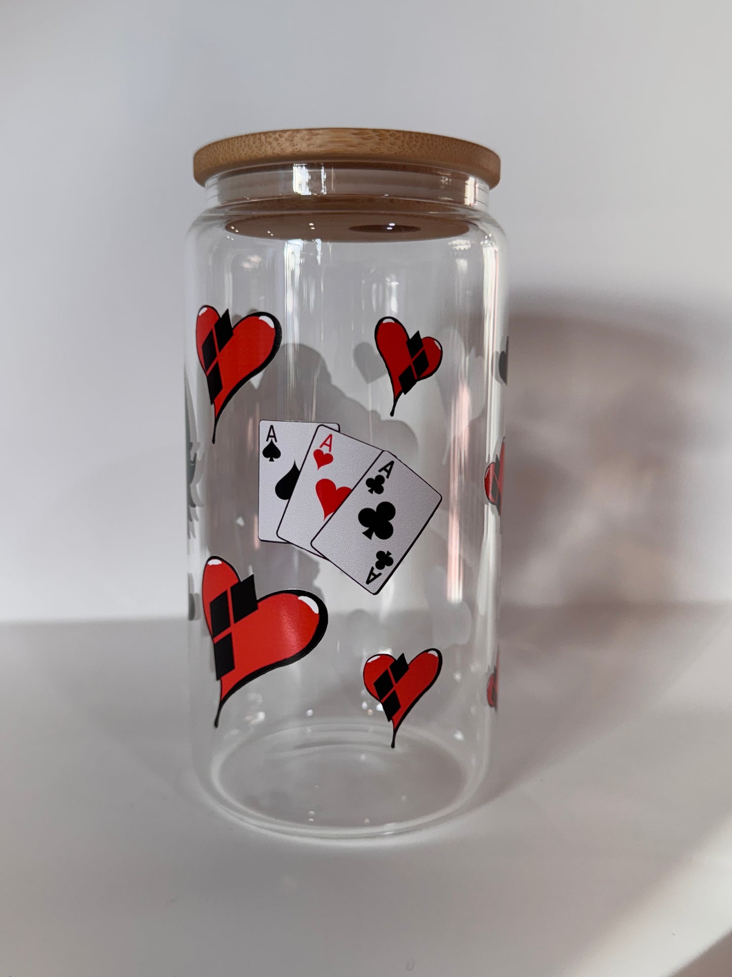 Joker and harley quinn glass cup