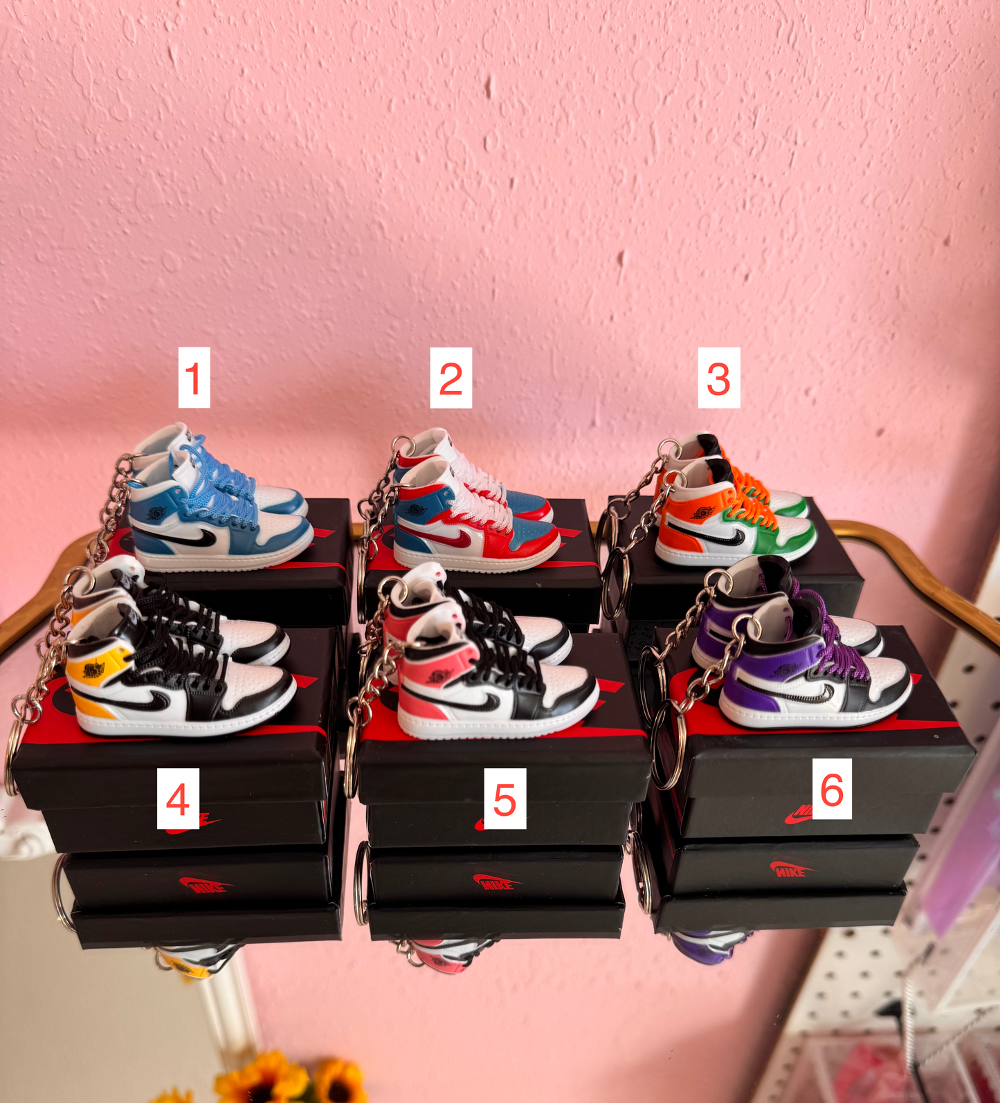 Mini nike shoe keychains