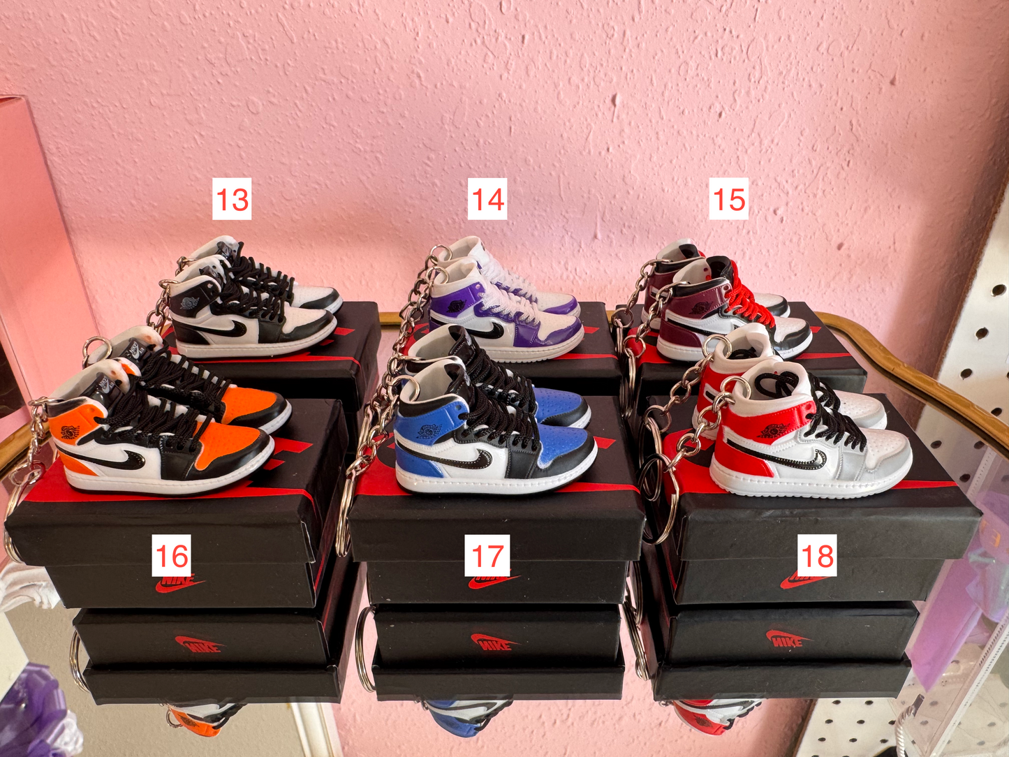 Mini nike shoe keychains