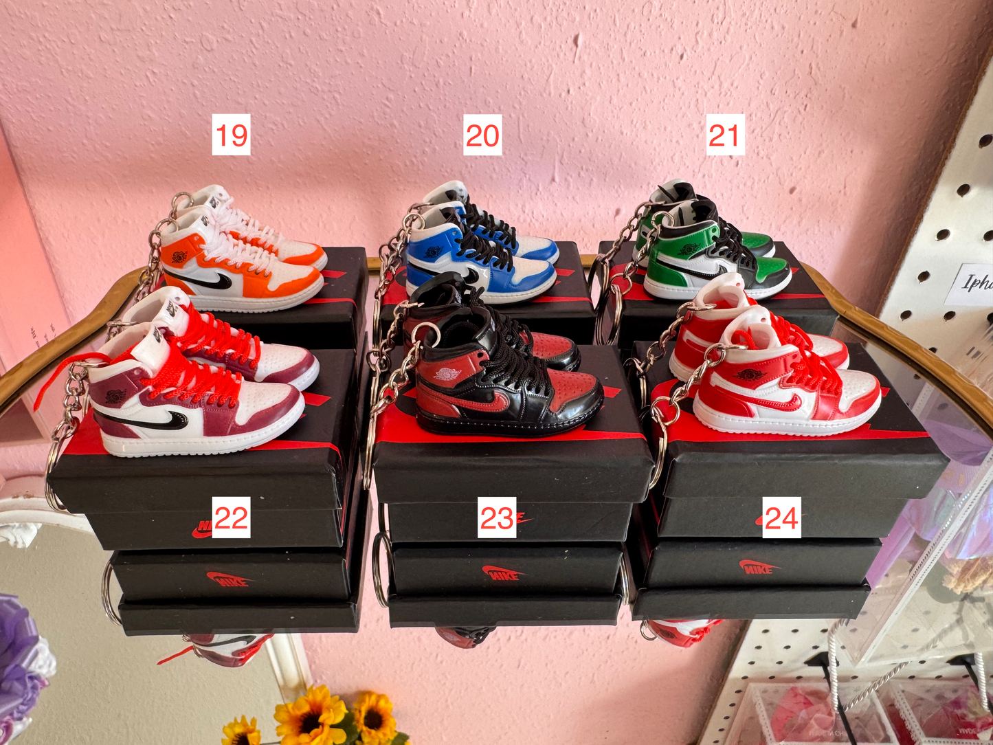 Mini nike shoe keychains